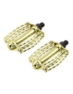 Double Square Round Twisted Pedals1/2 Gold.